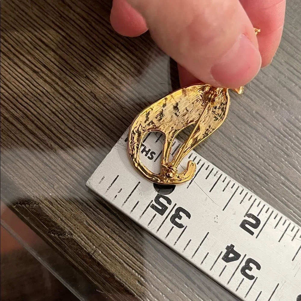 Vintage Style Gold-tone Rhinestone Sitting Cat Brooch - Pendant